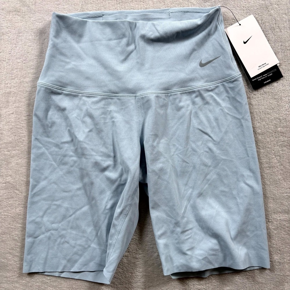 Nike‎ Dri Fit Zenvy High Waisted Biker Shorts Womens Small Armoury Blue Training